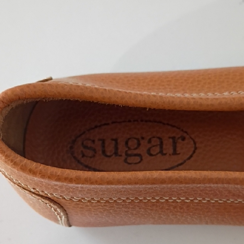 Sugar Womens Tan Leather Loafers Made In Italy Size 37 Size 6.5 Women's - Picture 2 of 11